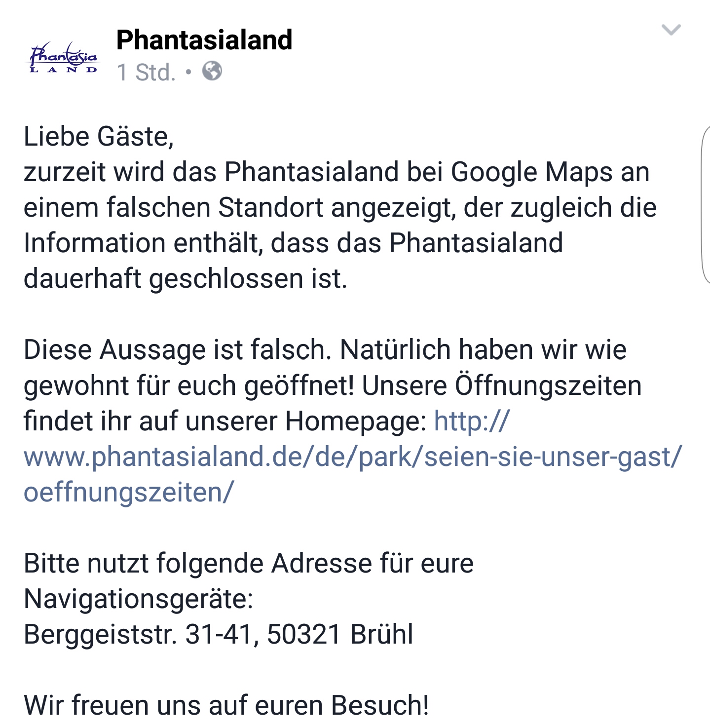 Phantasialand Facebook Seite / Facebook Aktionen