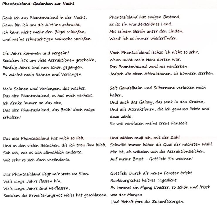 Phantasialand Gedichte